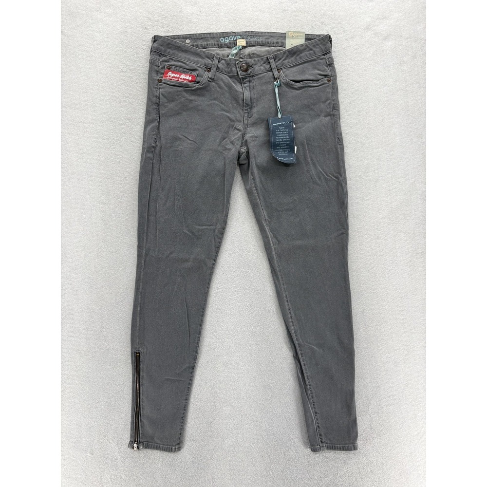Agave Nectar Moda Slim Legging Jeans Womens 32 Charcoal Stretch Denim Ankle Zip